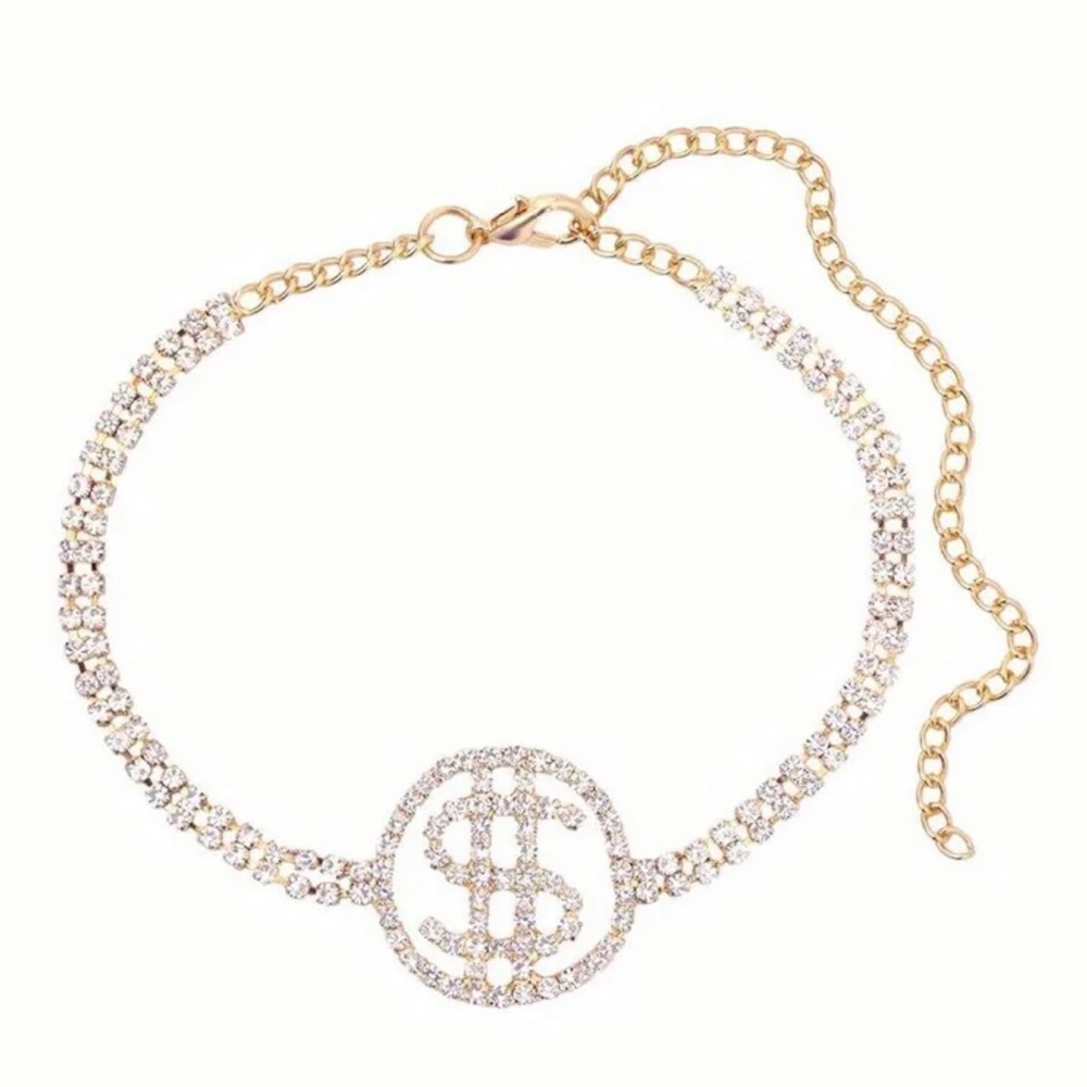 🆕 Anklet with Cubic Zirconia Dollar Sign Design